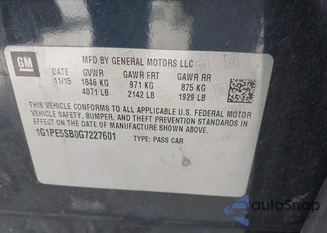 2016 Chevrolet Cruze Limited Lt z USA, uszkodzony, nr VIN 1G1PE5SB0G7227601